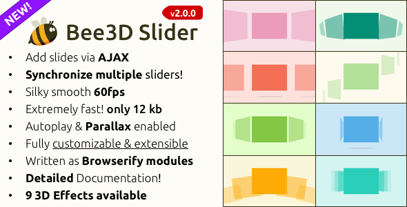 پلاگین جی کوئری اسلایدر فوق حرفه ای Bee3D Slider نسخه 2